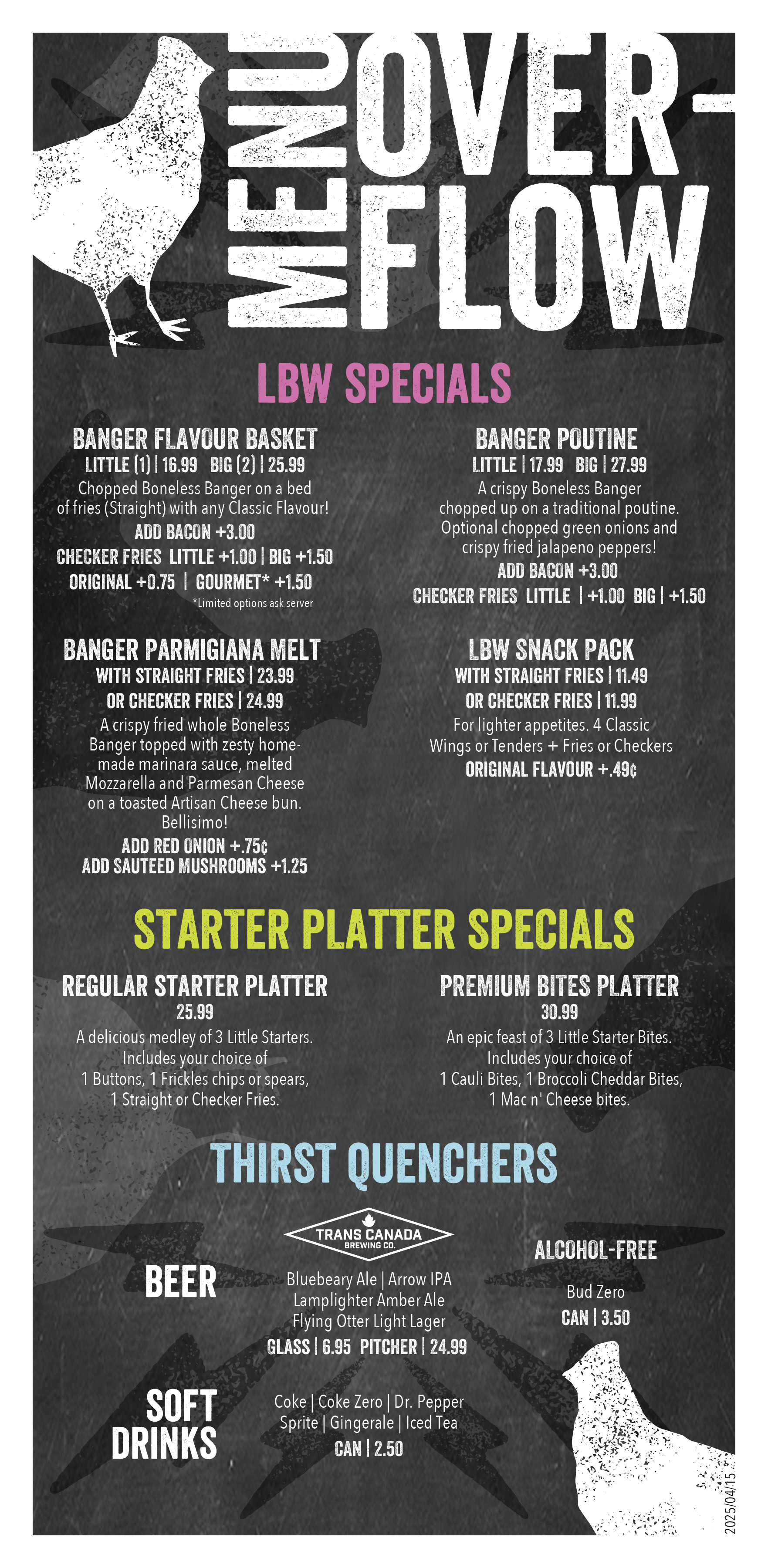 Little Bones Menu Insert